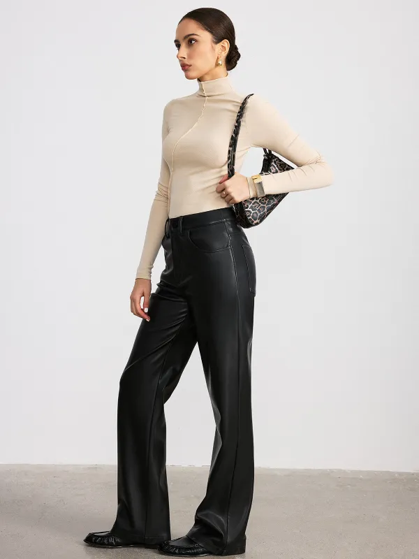 Seam Detail Turtleneck Slim T-Shirt sold by COMMENSE