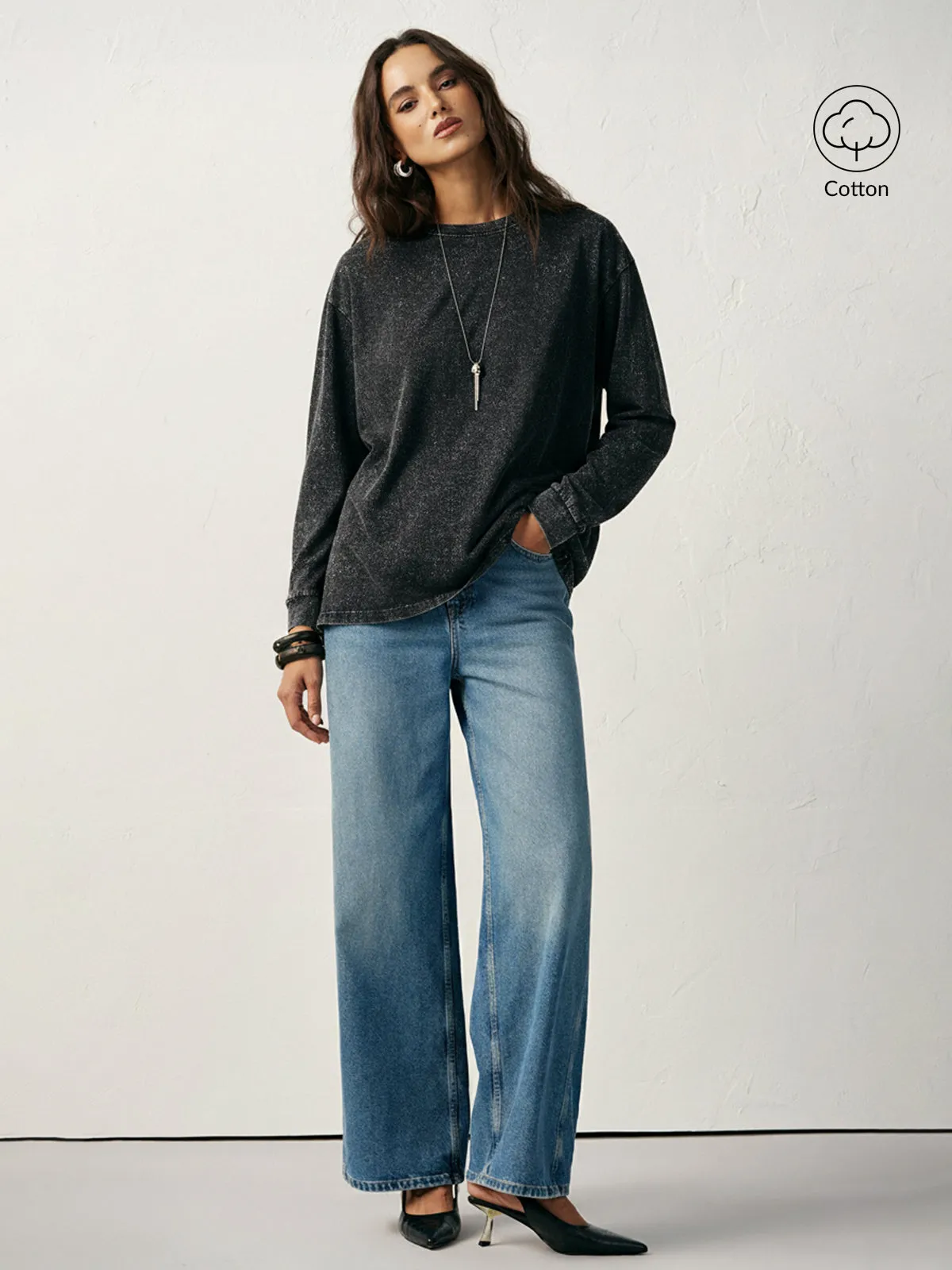 Cotton Washed Long Sleeve T-Shirt sold by COMMENSE