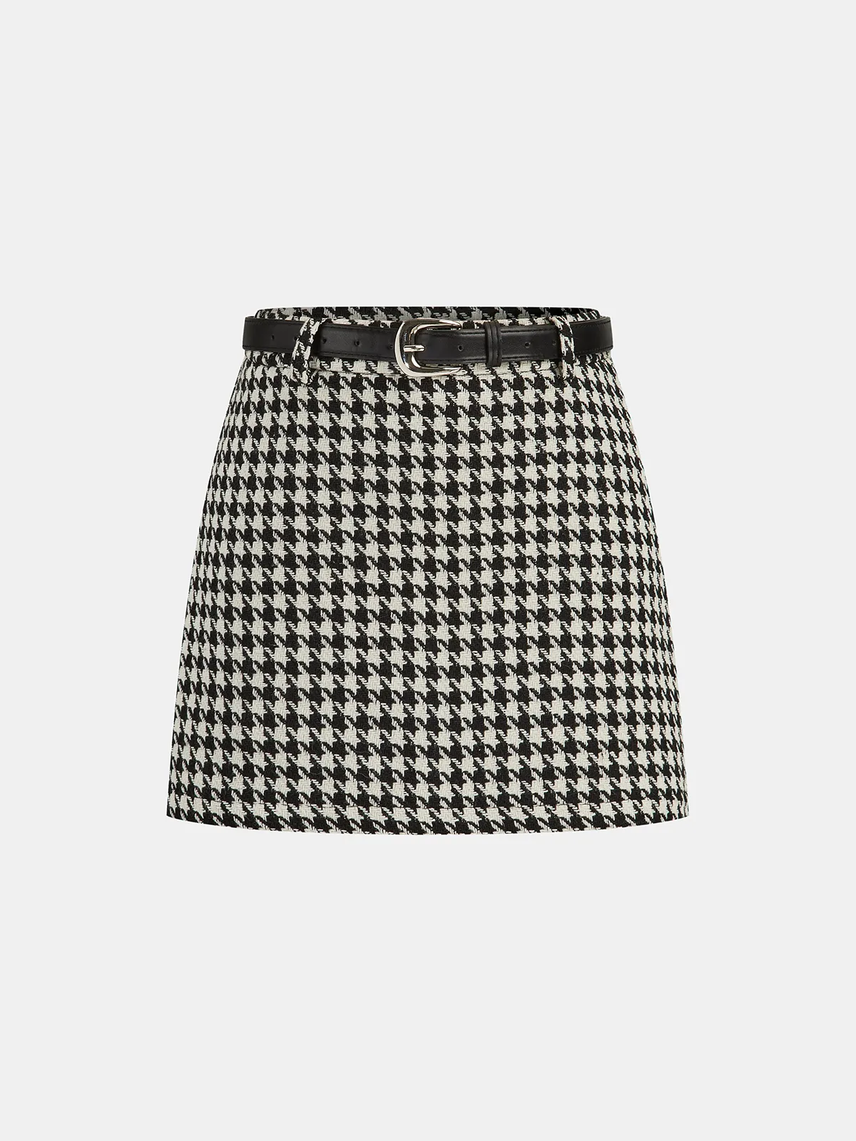 Houndstooth Belted Mini Skirt sold by COMMENSE