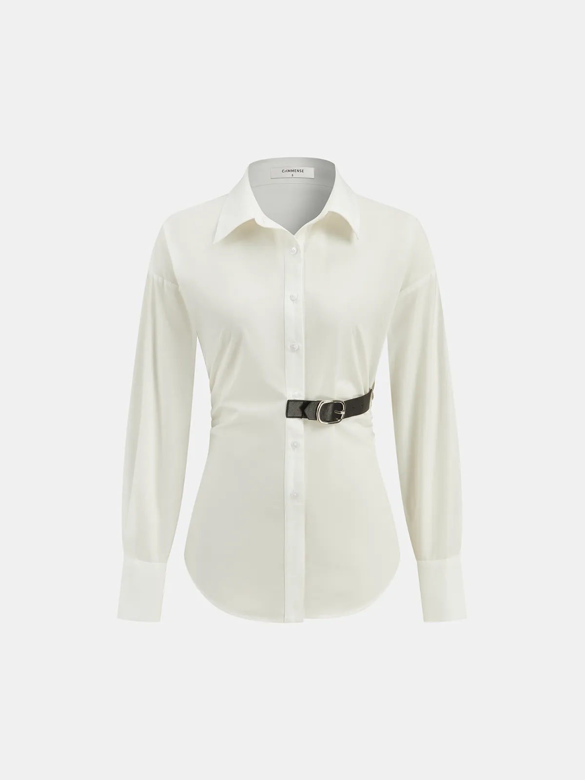 Long Sleeve Half Belt Button-Down Shirt sold by COMMENSE product image thumbnail 2