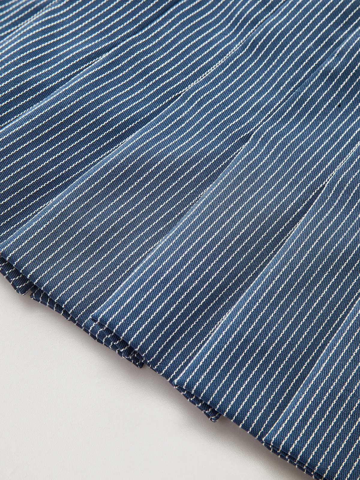 Striped Tie-Front V-Neck Peplum Blouse sold by COMMENSE product image thumbnail 4