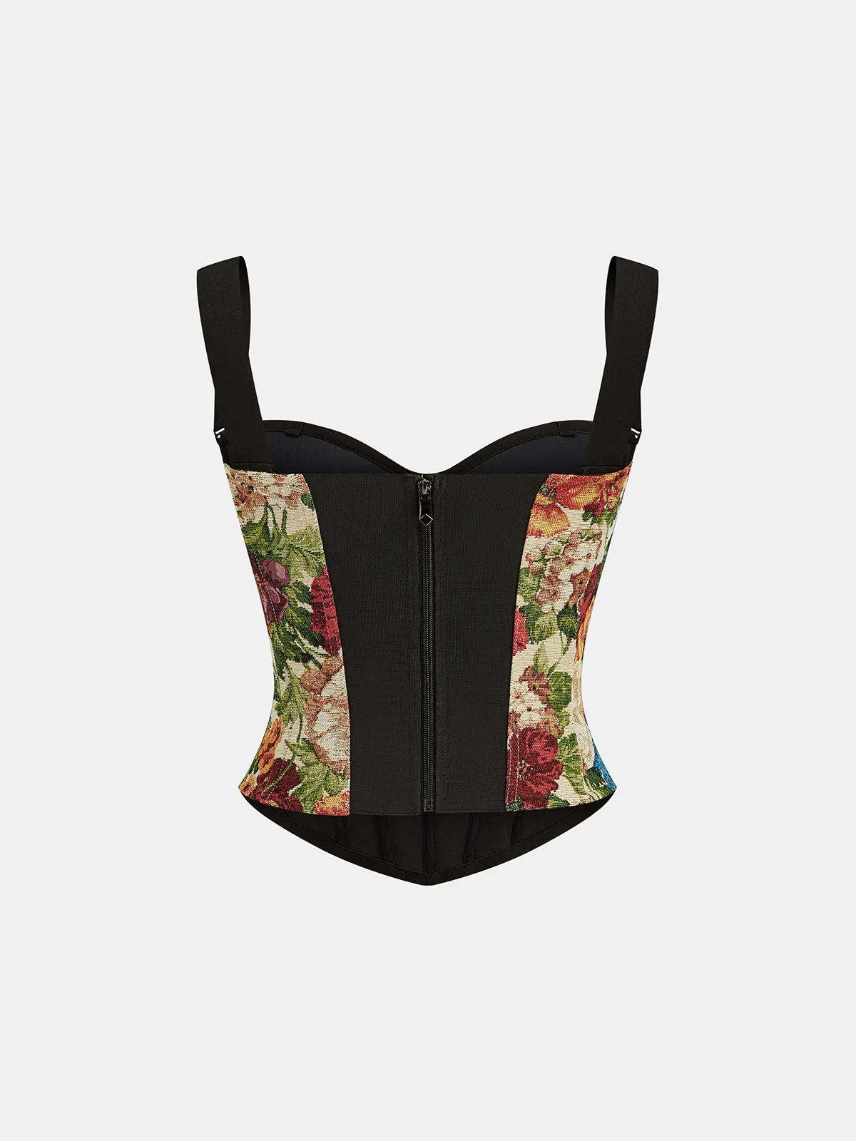 Back Zipper Contrast Strap Floral Printed Corset Top sold by COMMENSE product image thumbnail 2
