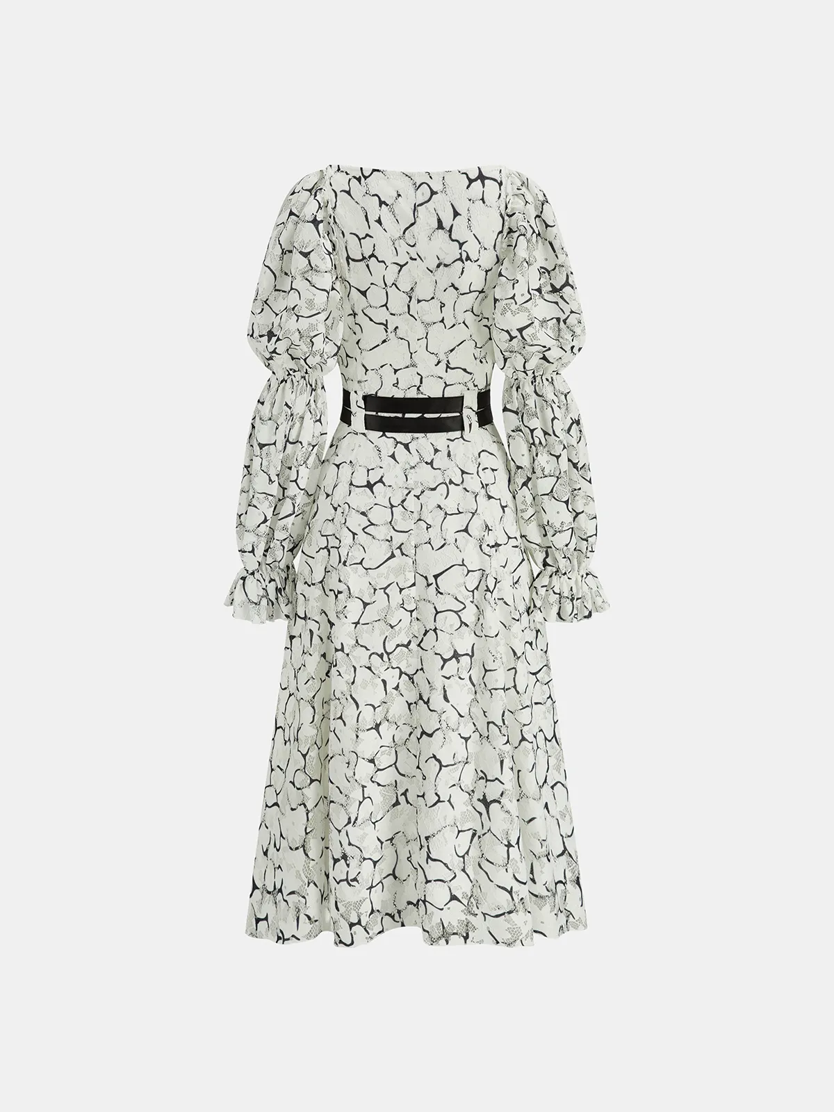 Puff Sleeve Lace Maxi Dress with Double Belt sold by COMMENSE product image thumbnail 2