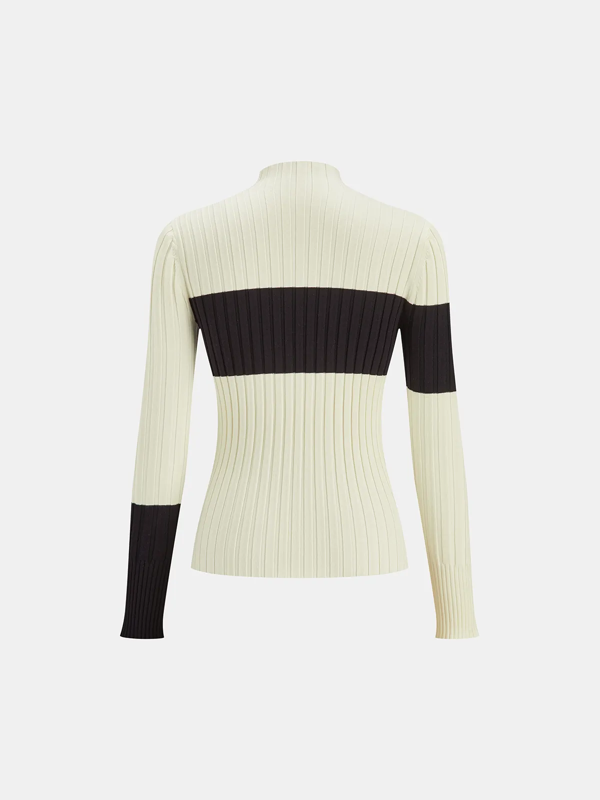 Color-Block Mock Neck Ribbed Knit Top sold by COMMENSE product image thumbnail 2