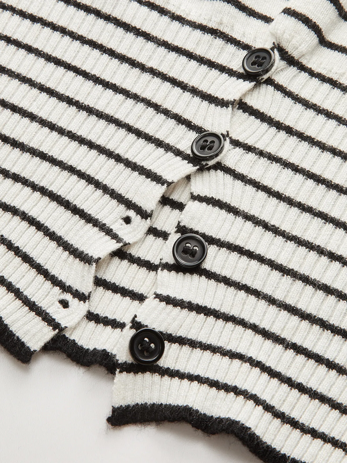 Striped Asymmetric Neck Slit Knit Top sold by COMMENSE product image thumbnail 3