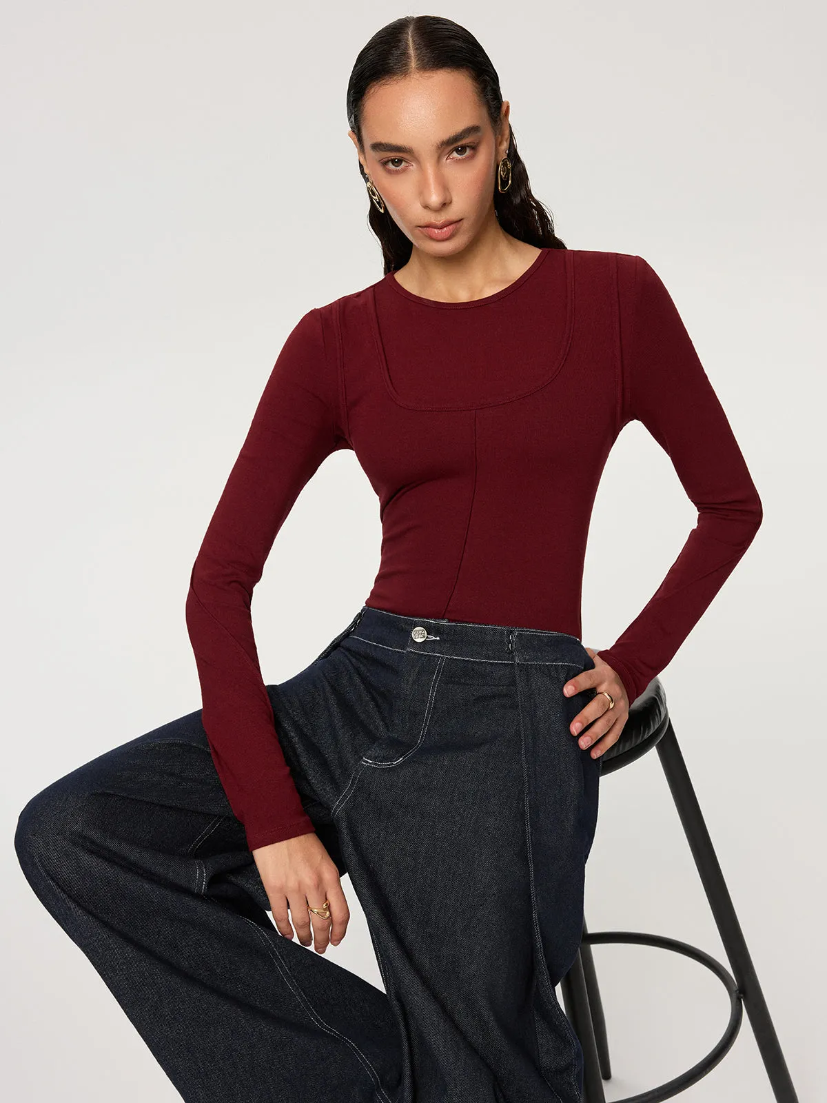 Contour-Seam Long Sleeve Bodysuit sold by COMMENSE product image thumbnail 3