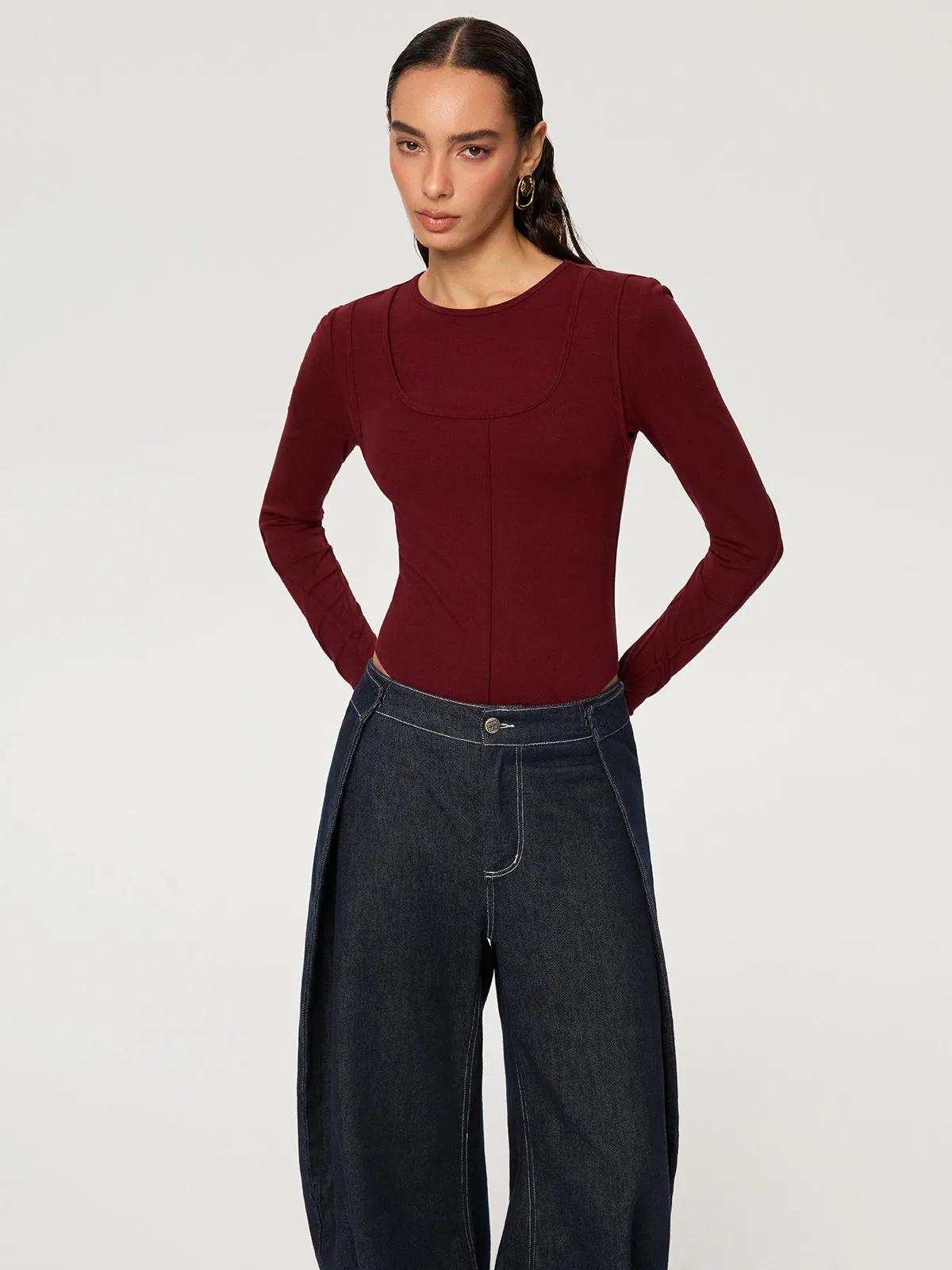 Contour-Seam Long Sleeve Bodysuit sold by COMMENSE product image thumbnail 5