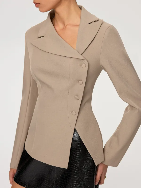 Asymmetric Button-Front Blazer sold by COMMENSE