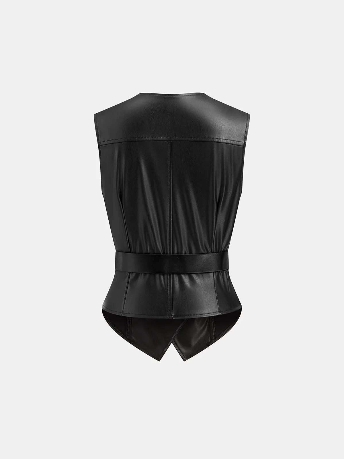 Faux Leather Belted Vest sold by COMMENSE product image thumbnail 4
