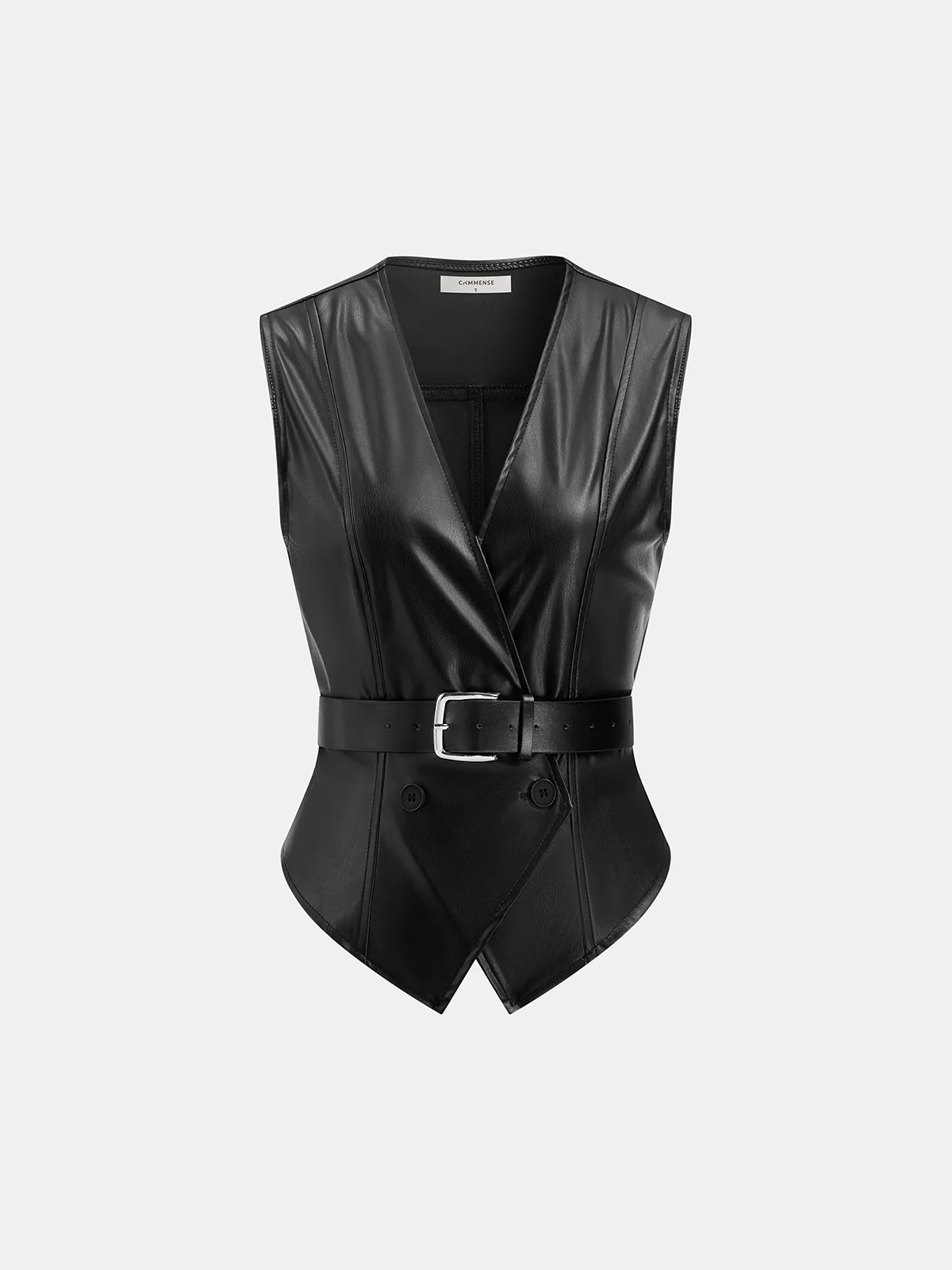 Faux Leather Belted Vest sold by COMMENSE product image thumbnail 2