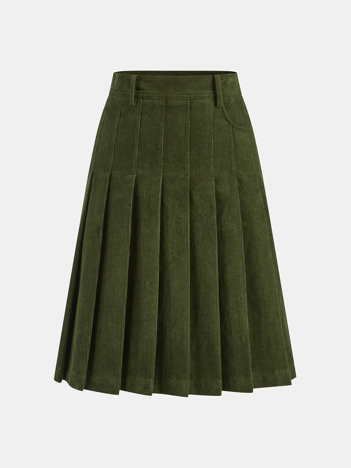 Pleated Corduroy Midi Skirt sold by COMMENSE