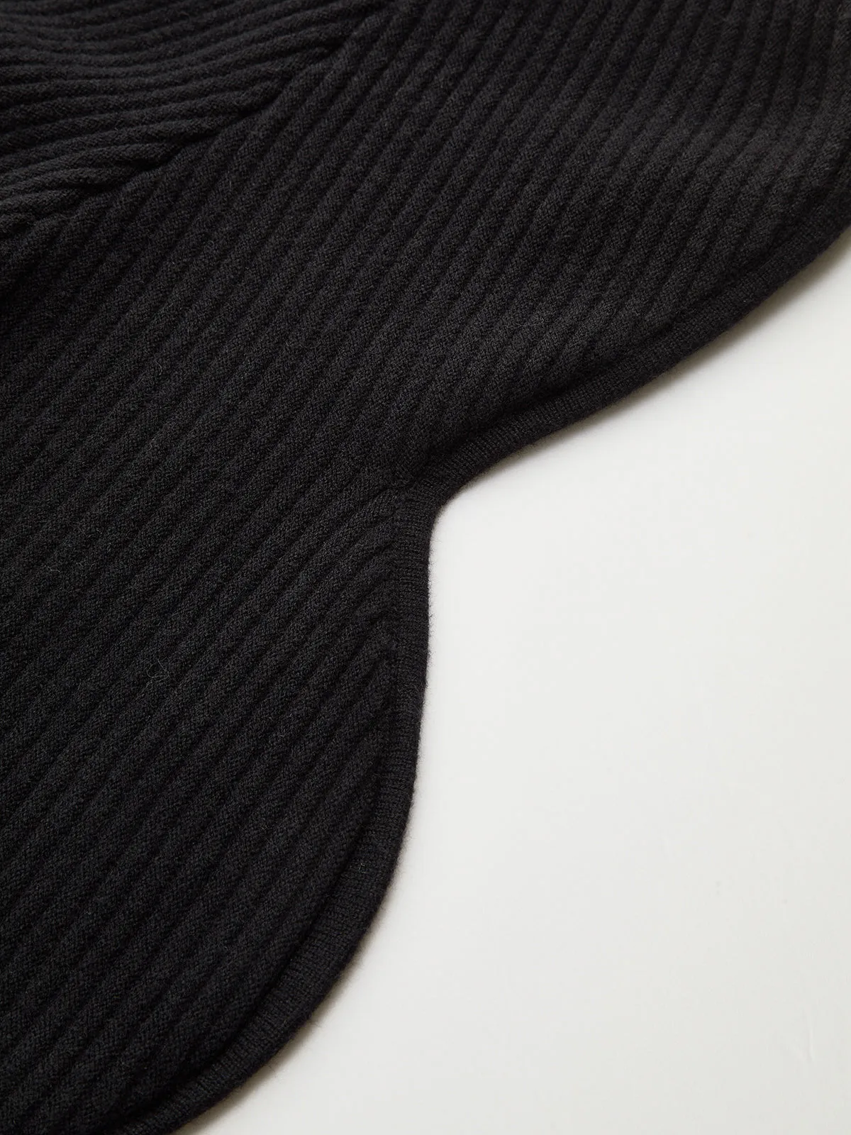 Scalloped Sleeve Denim Paneled Ribbed Cardigan sold by COMMENSE product image thumbnail 4