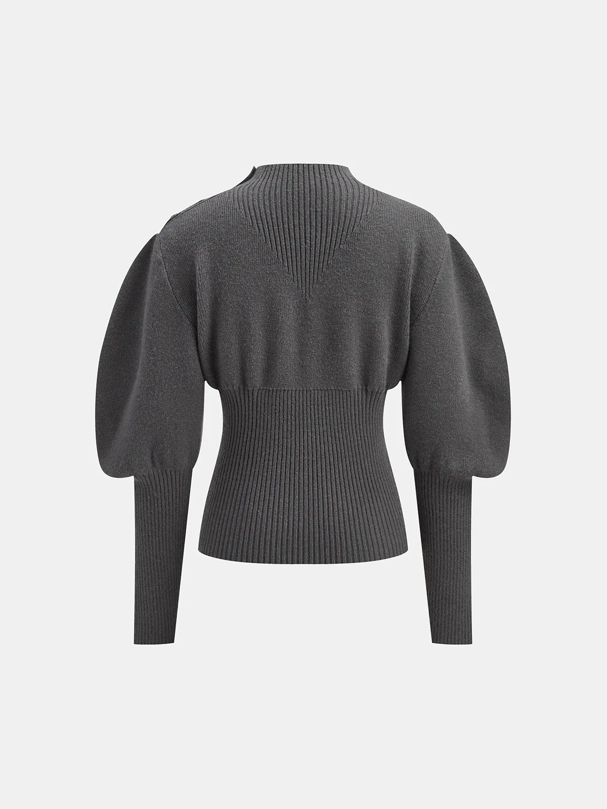 Leg-Of-Mutton Sleeve Button Detail Sweater sold by COMMENSE product image thumbnail 2