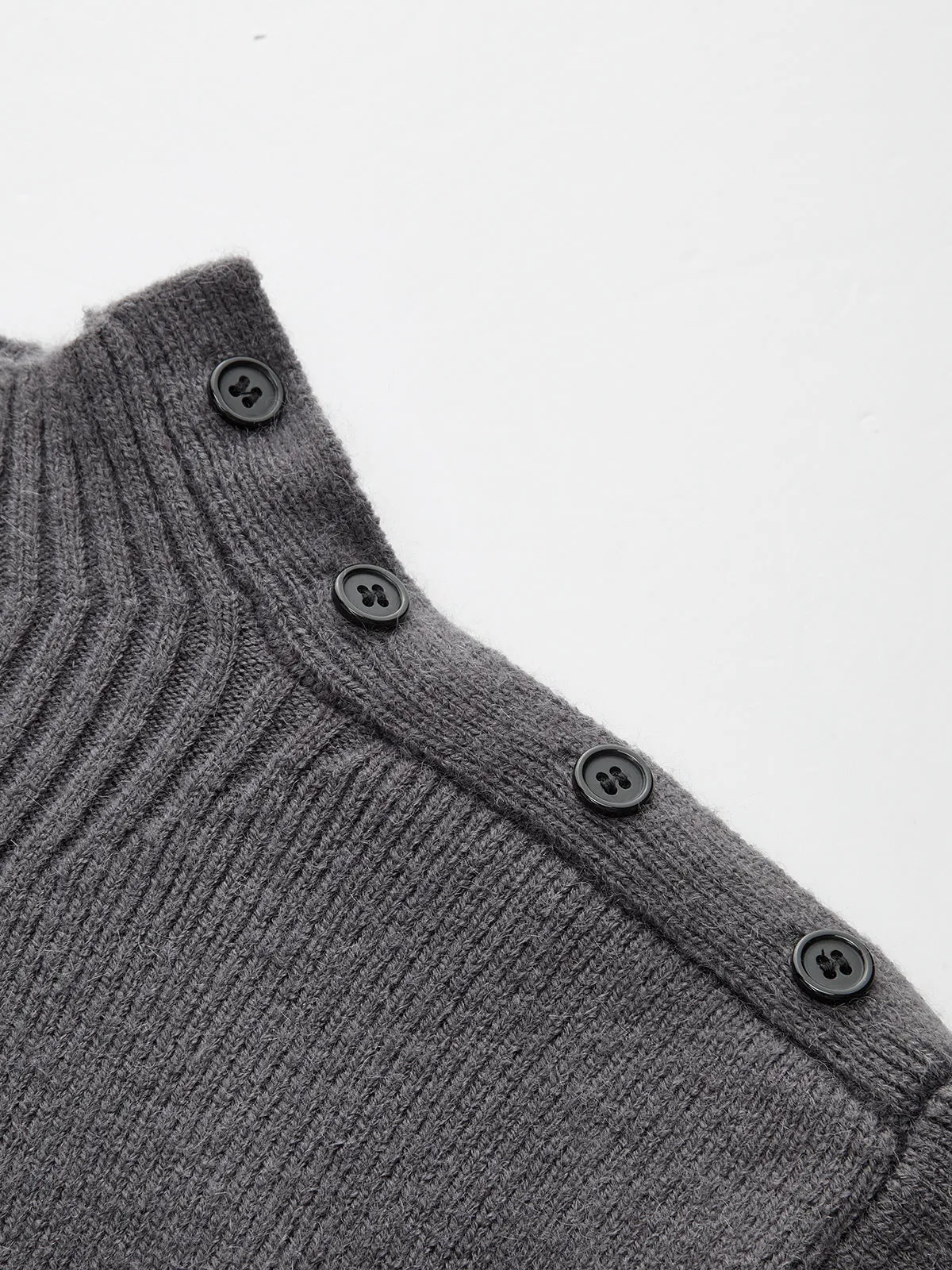 Leg-Of-Mutton Sleeve Button Detail Sweater sold by COMMENSE product image thumbnail 3