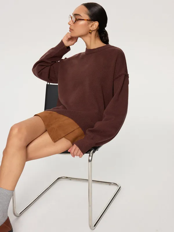 Crew Neck Oversized Knit Sweater made by COMMENSE