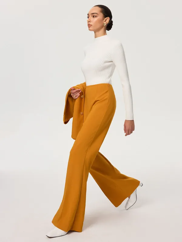 Mid-Waist Flare Pants sold by COMMENSE