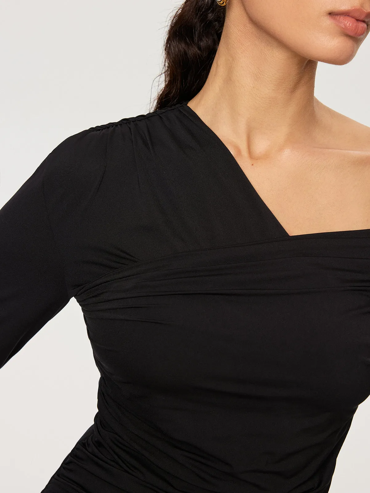 Off-Shoulder Ruched T-Shirt sold by COMMENSE product image thumbnail 5