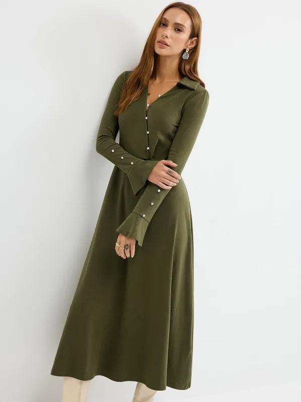 Asymmetrical Twist Knit Maxi Dress sold by COMMENSE