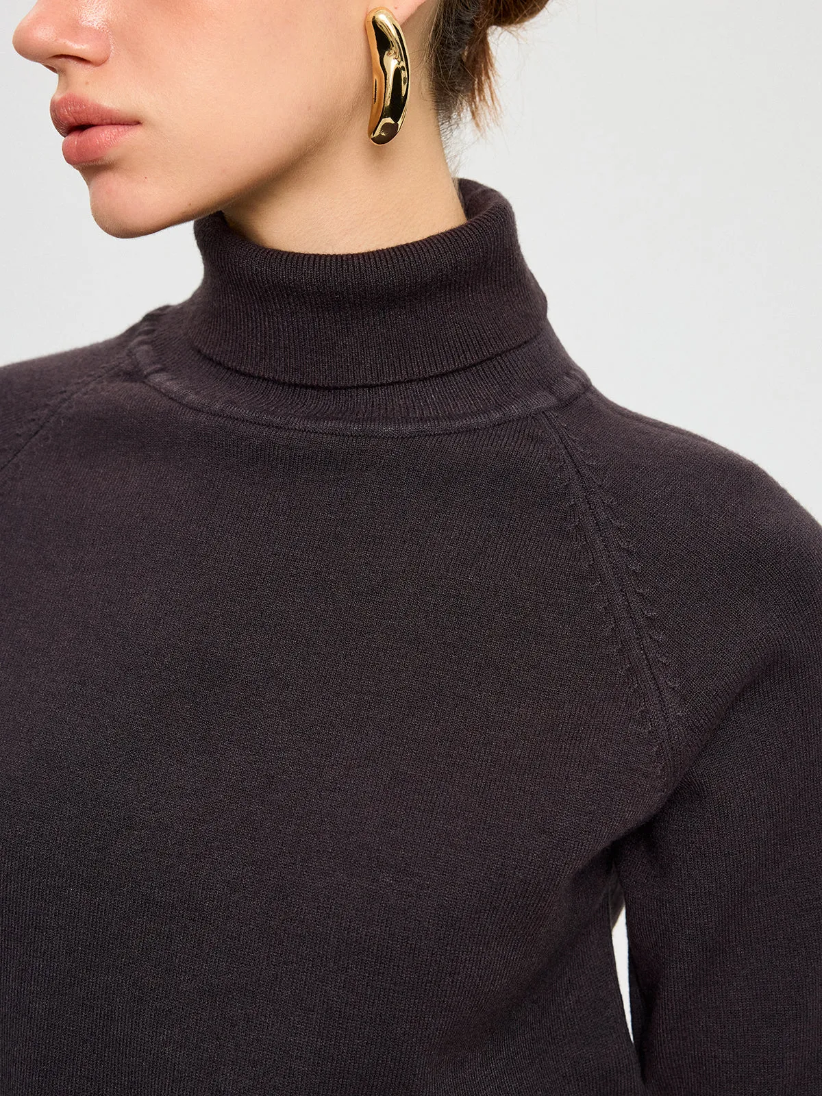 Turtleneck Short Puffed Sleeve Knit Top sold by COMMENSE product image thumbnail 5