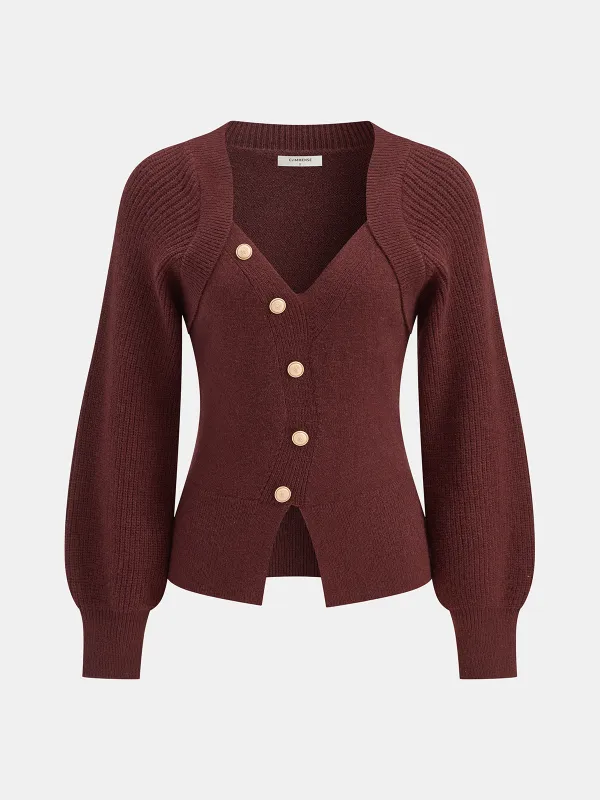 Asymmetrical Decor Button Sweater sold by COMMENSE