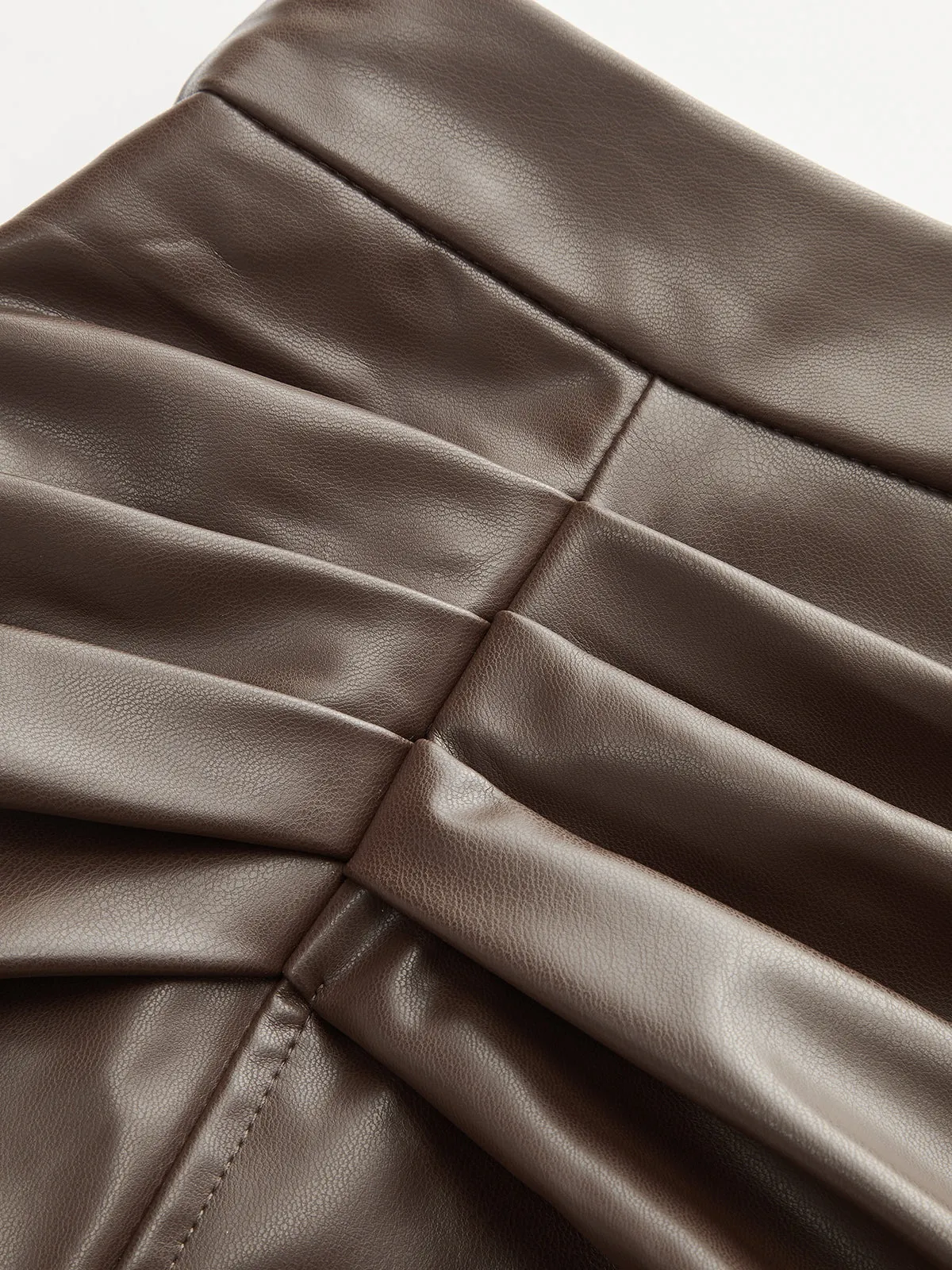 Ruched Slit PU Leather Midi Skirt sold by COMMENSE product image thumbnail 4