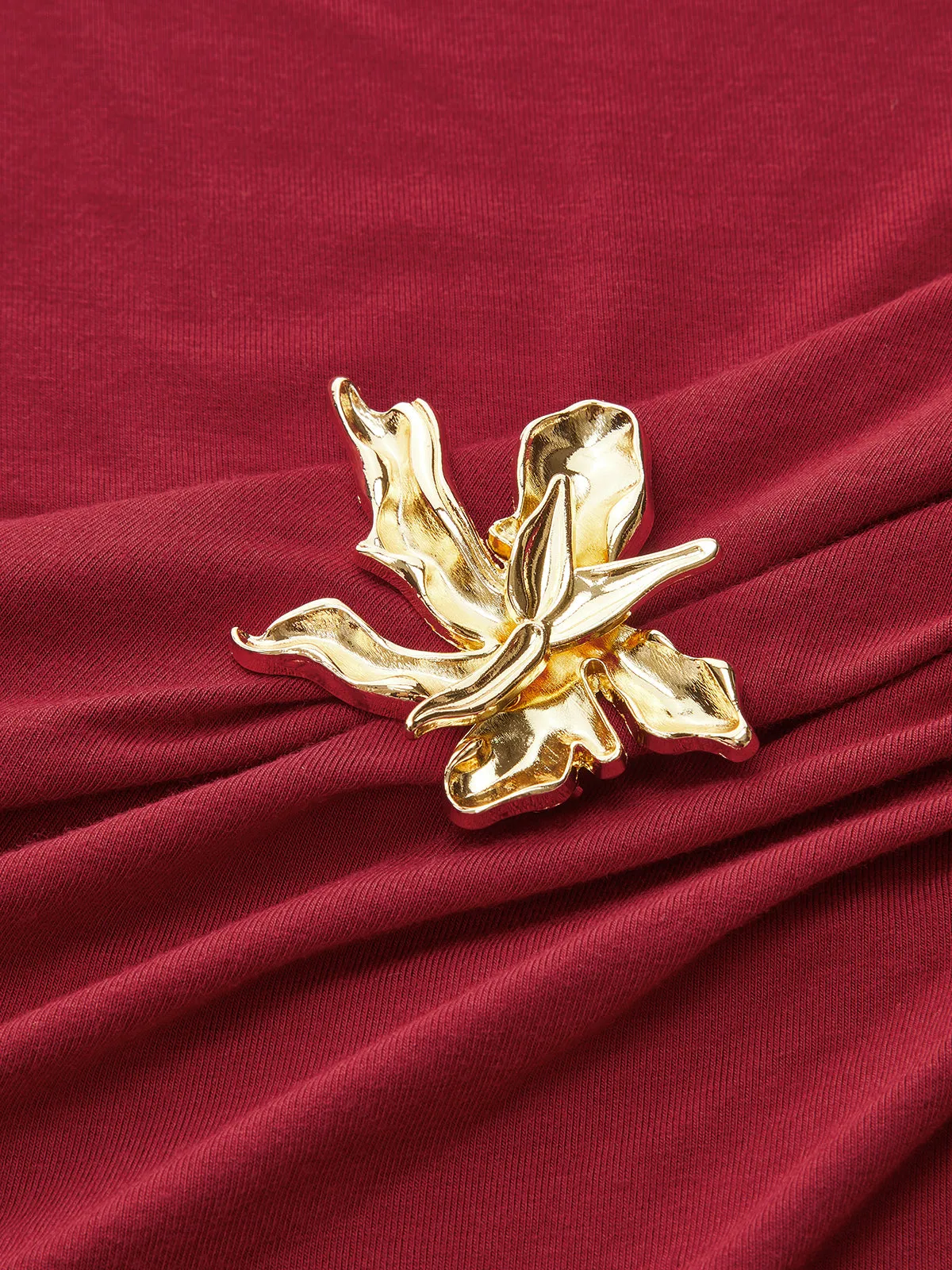 Metal Detail Mock Neck Long Sleeve Maxi Dress sold by COMMENSE product image thumbnail 3