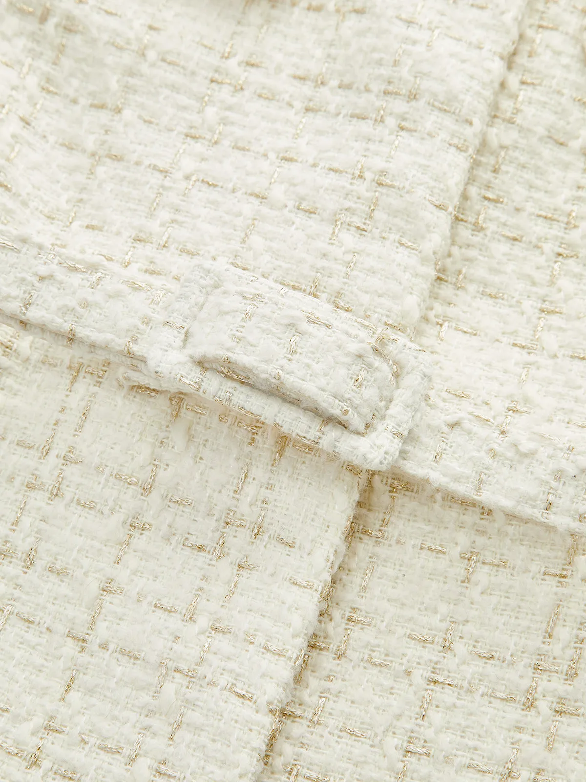 Metal Button Tweed Belted Blazer sold by COMMENSE product image thumbnail 3