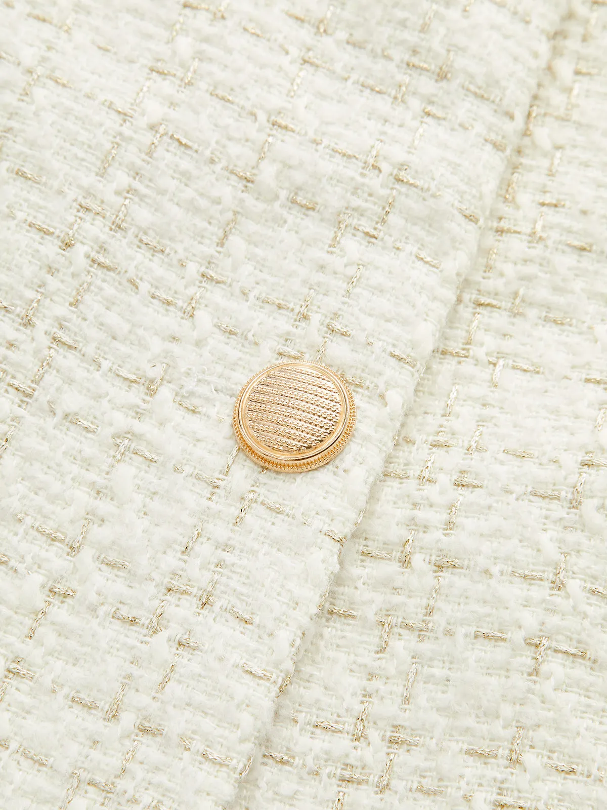 Metal Button Tweed Belted Blazer sold by COMMENSE product image thumbnail 4