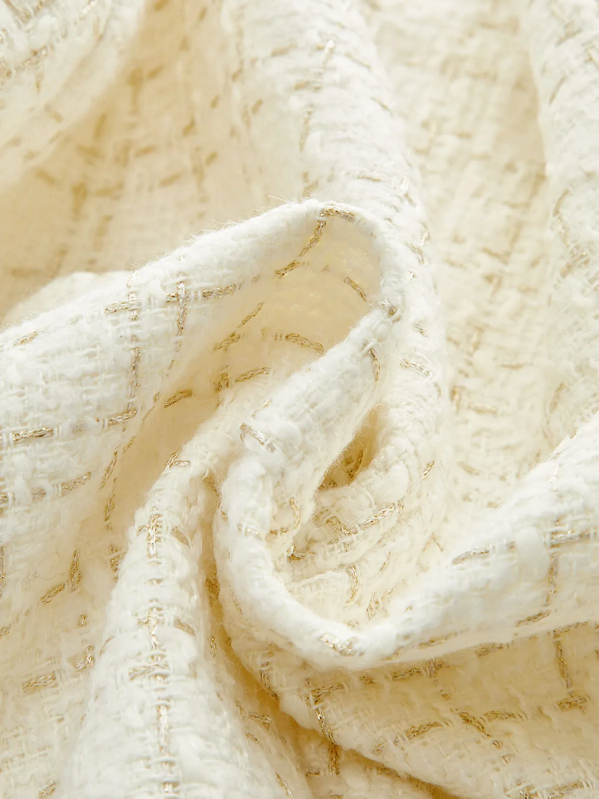 Metal Button Tweed Belted Blazer sold by COMMENSE product image thumbnail 5