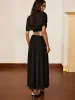 Metal Detail Cut-Out Chiffon Maxi Dress sold by COMMENSE