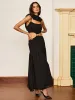 Metal Detail Cut-Out Chiffon Maxi Dress sold by COMMENSE