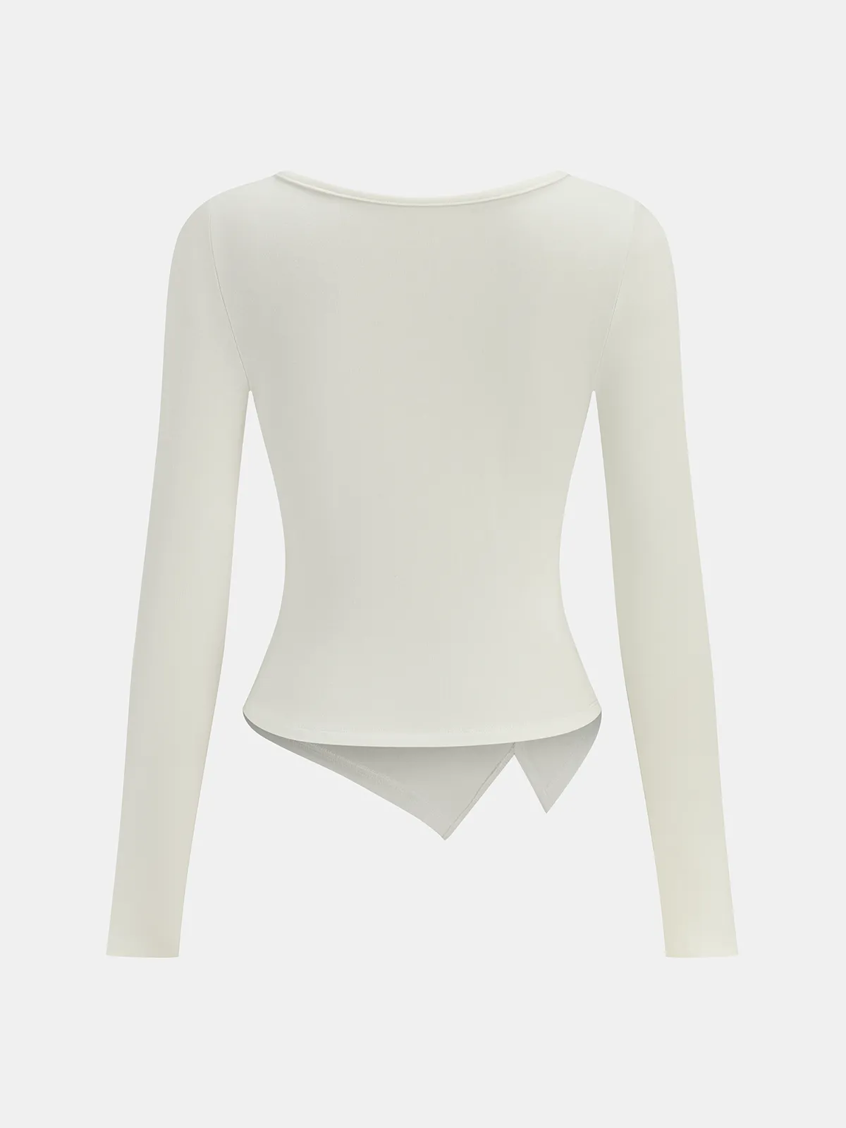 Asymmetric Hem Ruched Long-Sleeve T-Shirt sold by COMMENSE product image thumbnail 2