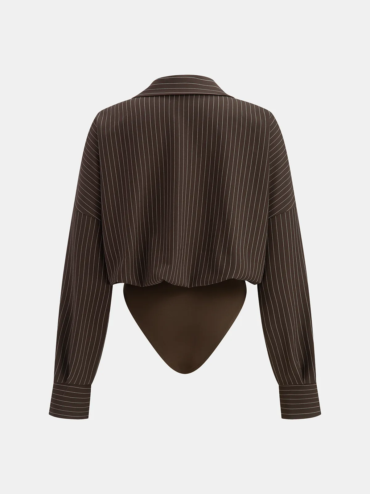 Striped Long-Sleeve Collared Bodysuit sold by COMMENSE product image thumbnail 3