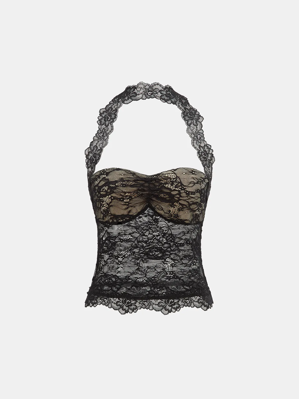 Lace Halter Neck Top sold by COMMENSE