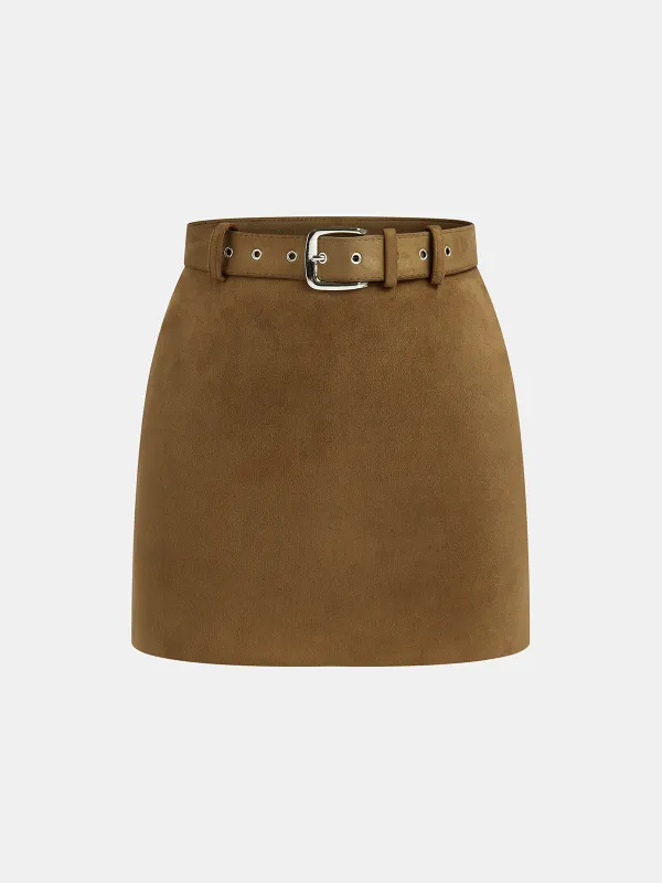 Belted Suede Mini Skirt sold by COMMENSE