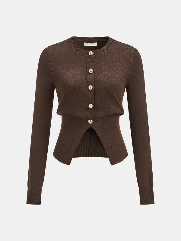 Metal Button Knit Cardigan sold by COMMENSE