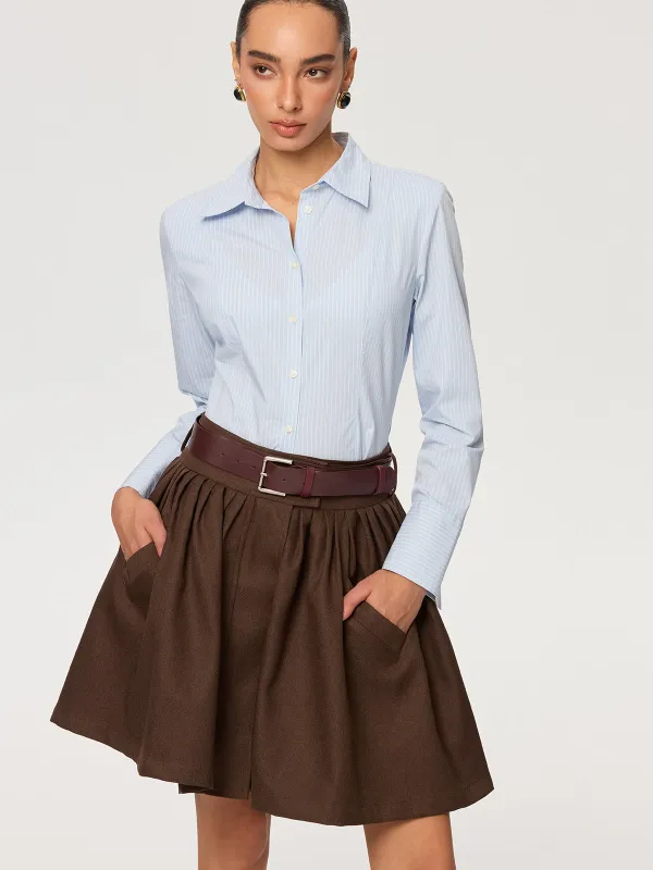 Belted Pocket Pleated Mini Skirt sold by COMMENSE