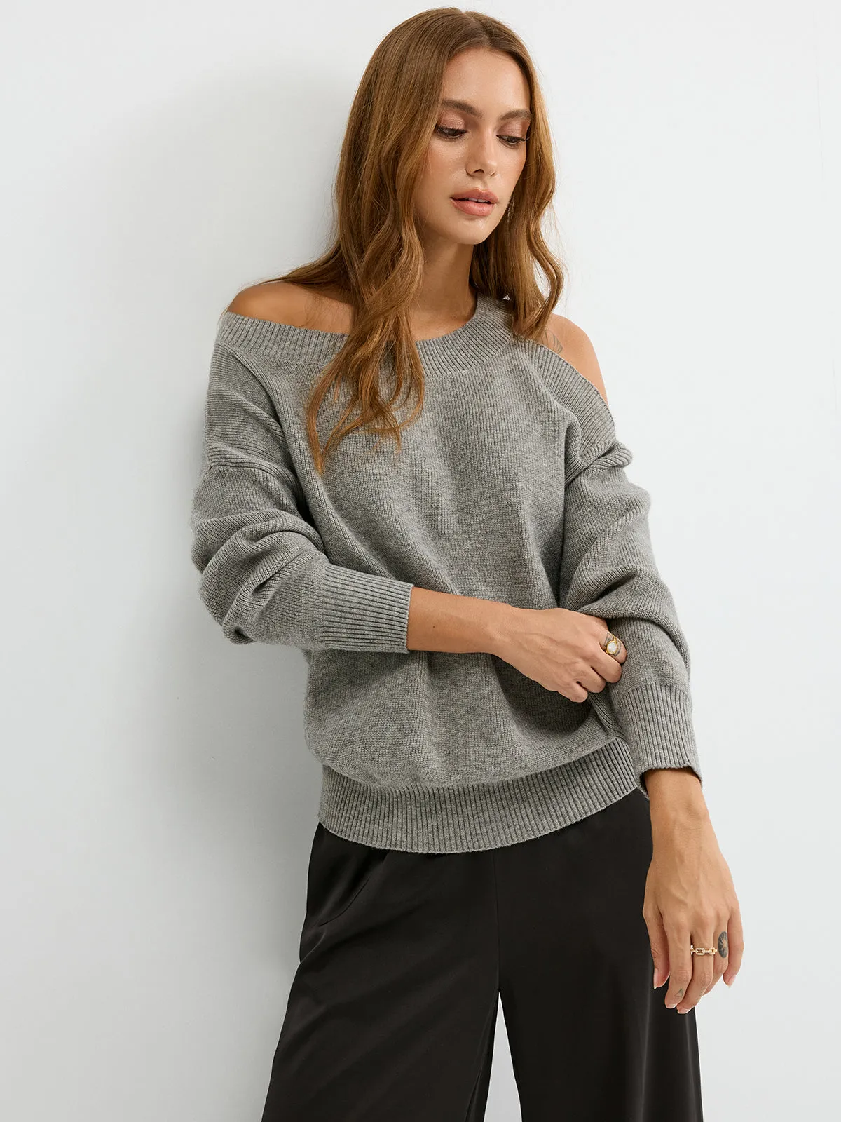 Reversible Cold-Shoulder Knit Top sold by COMMENSE product image thumbnail 4