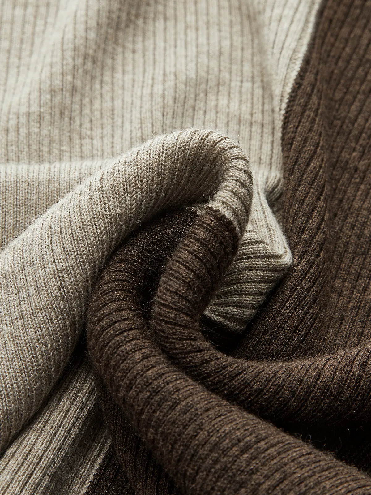 Two-Tone Turtleneck Ribbed Knit Top sold by COMMENSE product image thumbnail 5