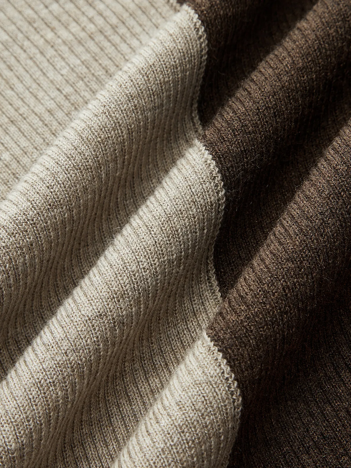 Two-Tone Turtleneck Ribbed Knit Top sold by COMMENSE product image thumbnail 3