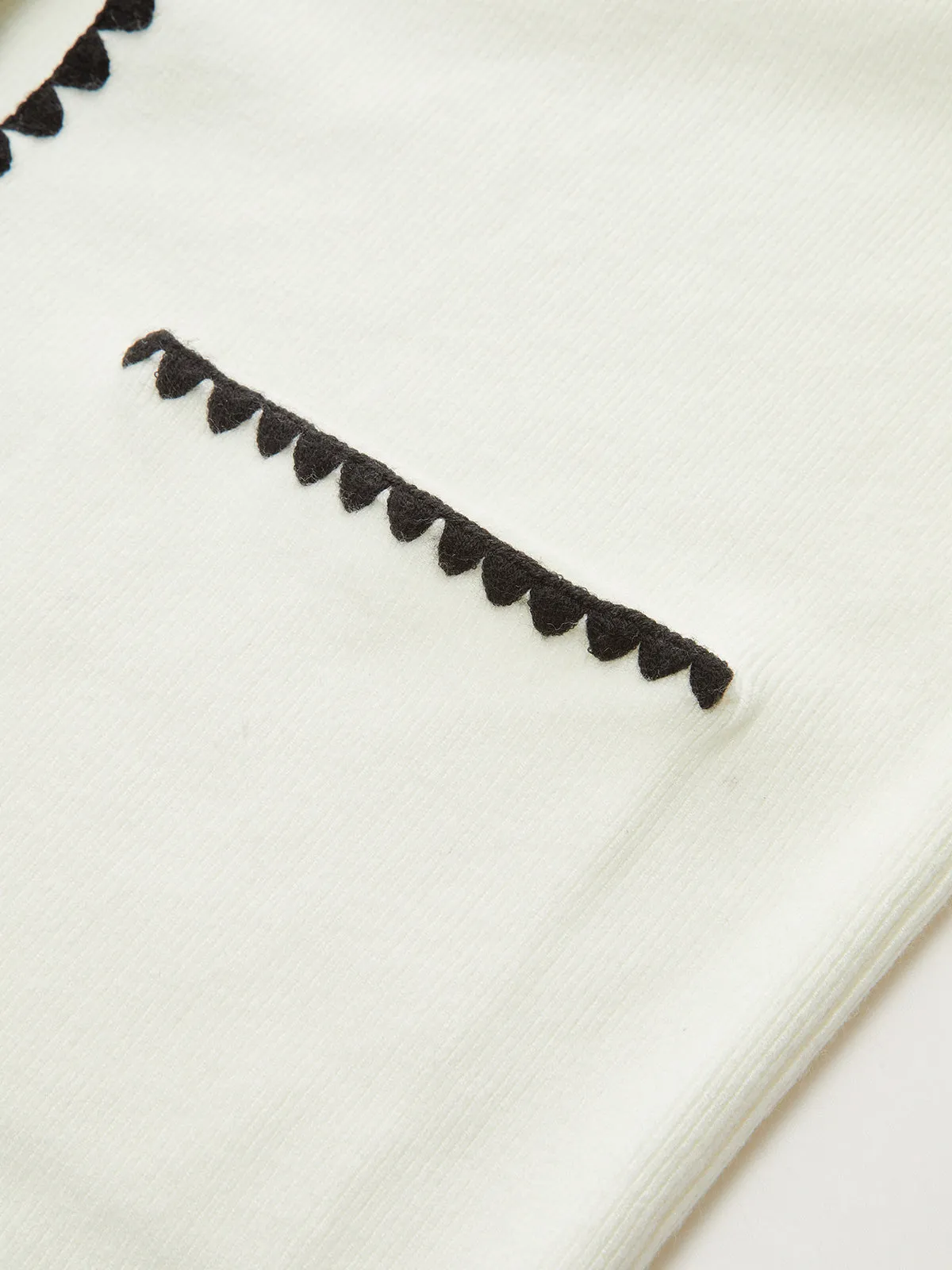 Contrast Scalloped Trim Knit Cardigan sold by COMMENSE product image thumbnail 4