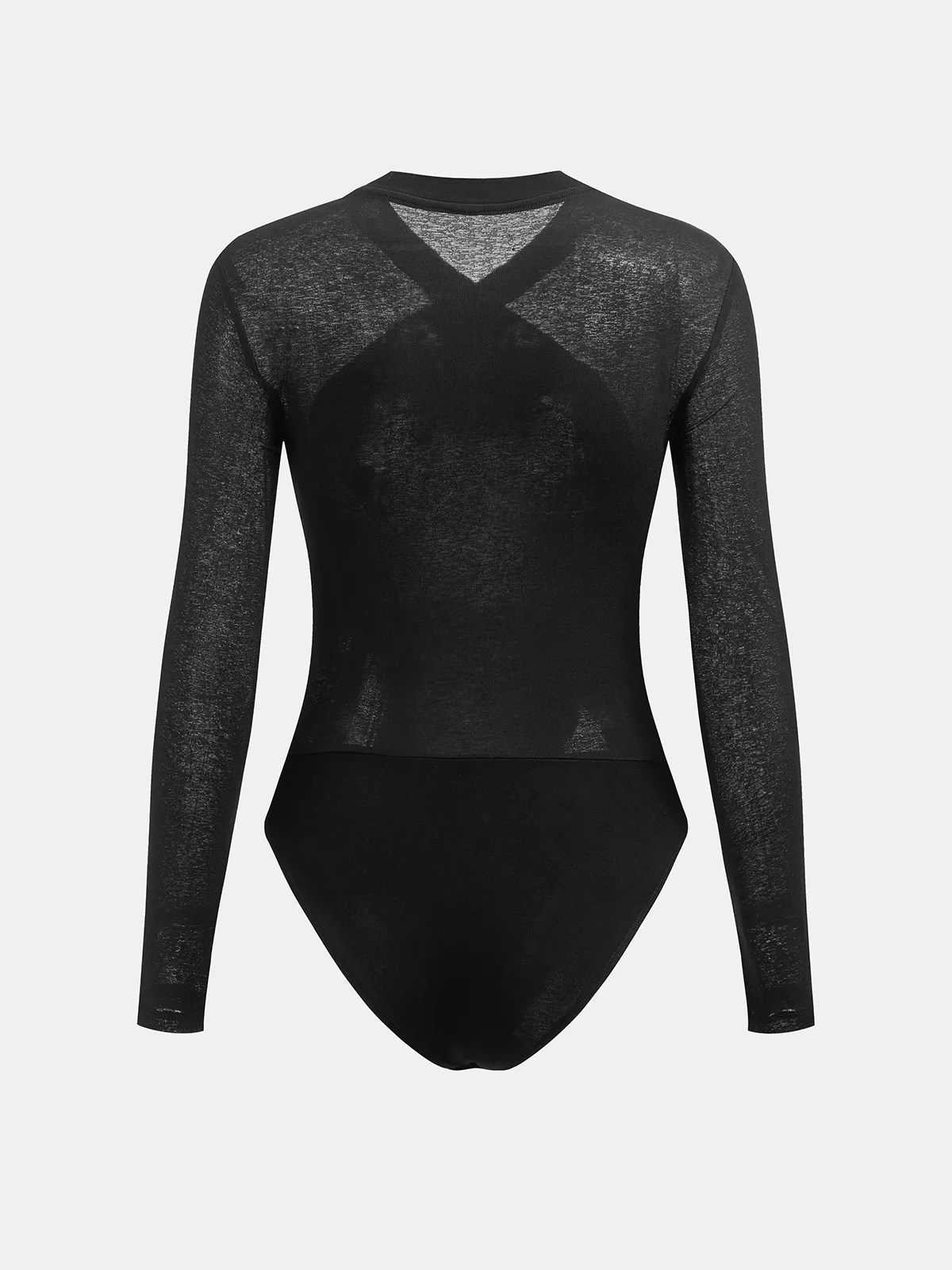 Sheer Panel Cross-Front Long Sleeve Bodysuit sold by COMMENSE product image thumbnail 4