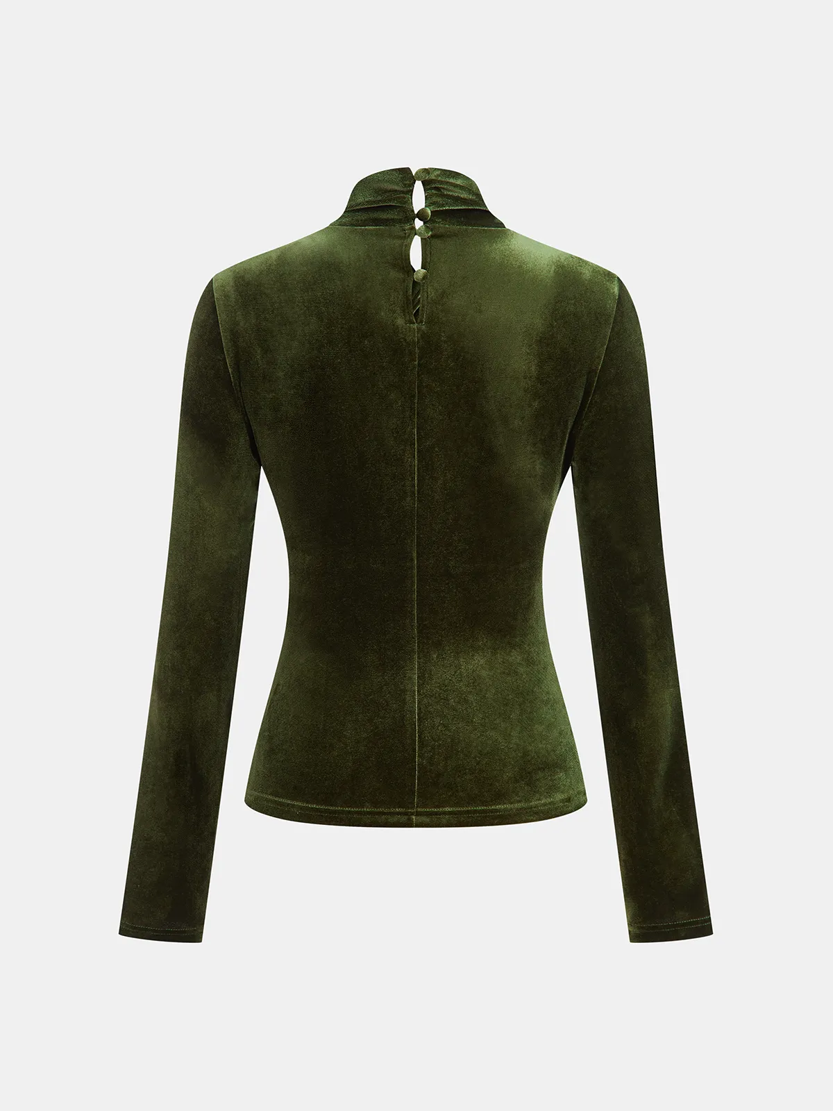 Velvet Twist Front Cut-Out Long Sleeve Blouse sold by COMMENSE product image thumbnail 3