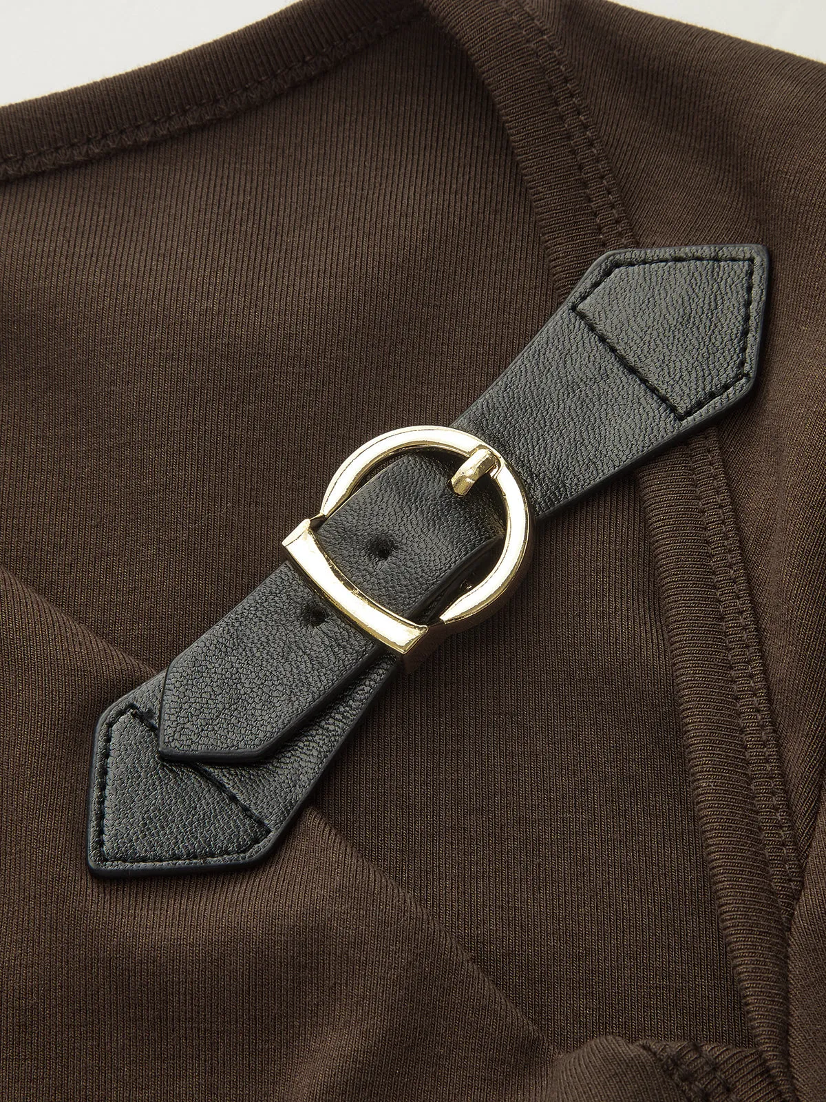 Belt-Decor Asymmetric Long Sleeve T-Shirt sold by COMMENSE product image thumbnail 5