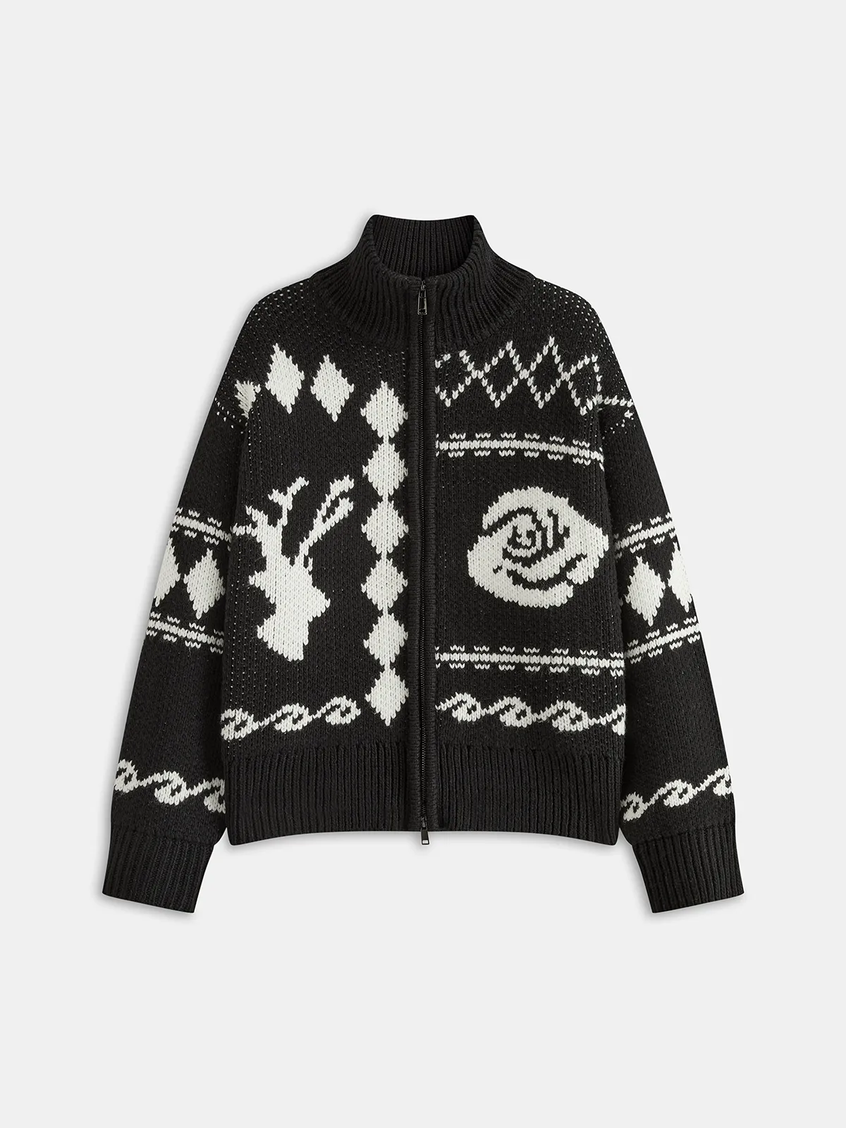 Fair Isle Zip-Up Knit Cardigan sold by COMMENSE product image thumbnail 2