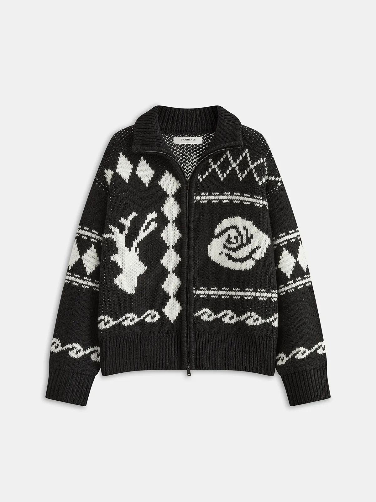 Fair Isle Zip-Up Knit Cardigan sold by COMMENSE product image thumbnail 3