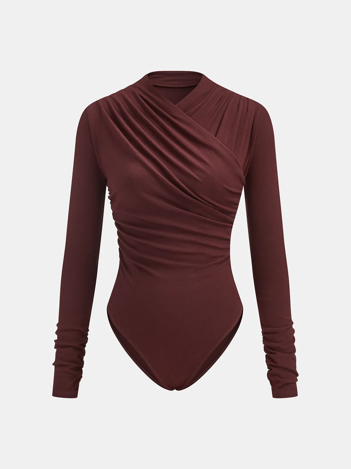 Ruched Cross-Front Long Sleeve Bodysuit sold by COMMENSE product image thumbnail 2