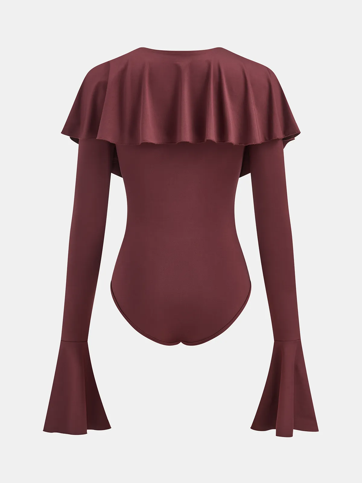 Ruffled V-Neck Bell-Sleeve Bodysuit sold by COMMENSE product image thumbnail 2