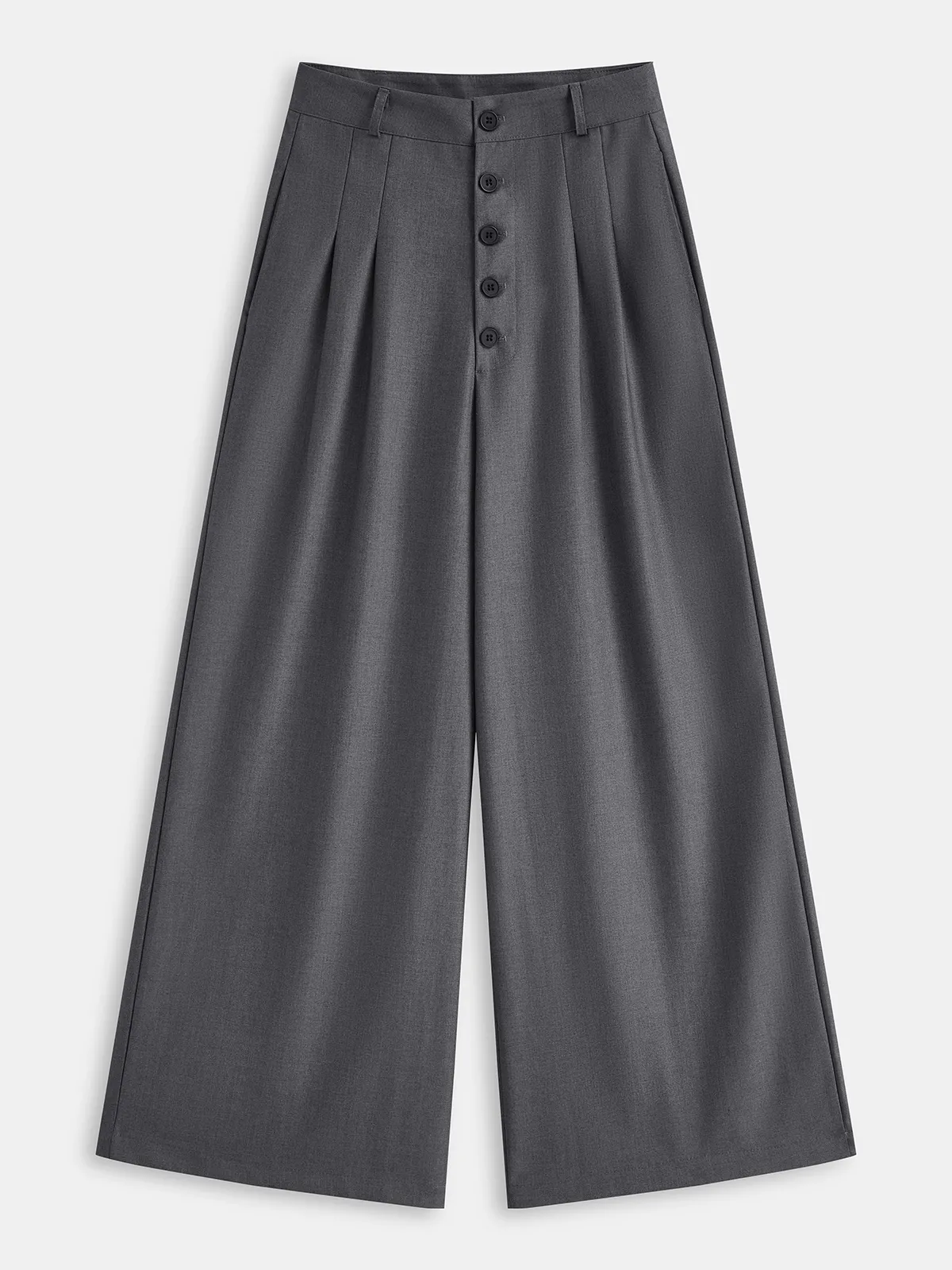 Button Front High-Waisted Wide-Leg Pants sold by COMMENSE