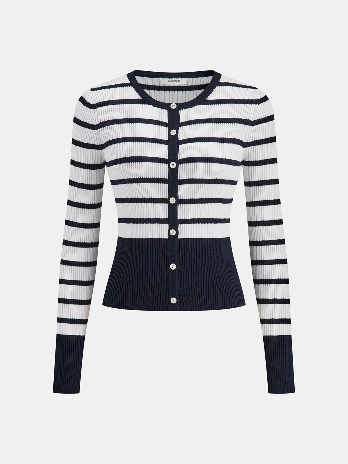 Striped Ribbed Knit Cardigan sold by COMMENSE